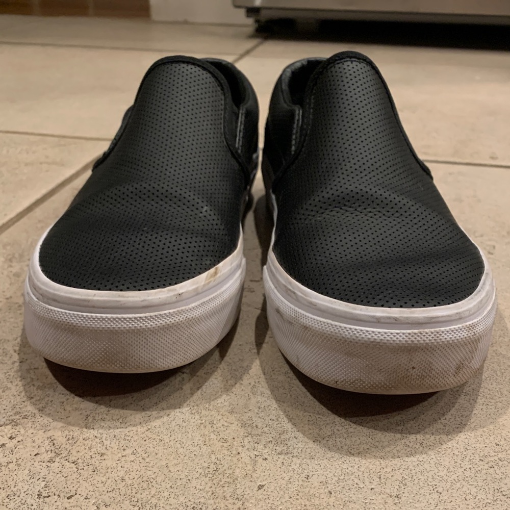 Black Perforated Leather Vans